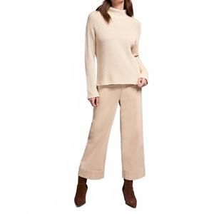 NEW TRIBAL combed cotton two-tone rib sweater in beige